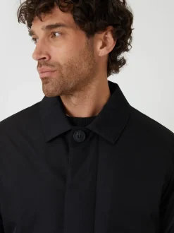 Threadbare Black Showerproof Padded Longline Trench Coat
