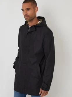 Threadbare Black Showerproof Zip Up Hooded Raincoat
