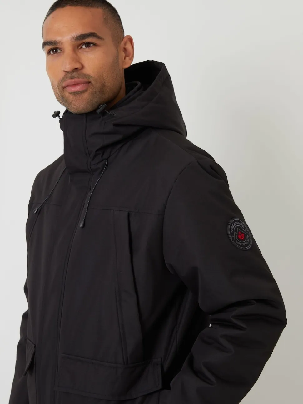 Threadbare Black Showerproof Longline Hooded Padded Jacket