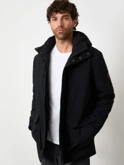 Threadbare Black Showerproof Padded Hooded Coat
