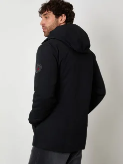 Threadbare Black Showerproof Padded Hooded Coat