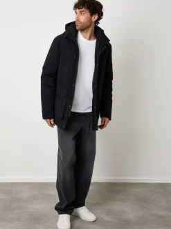 Threadbare Black Showerproof Padded Hooded Coat