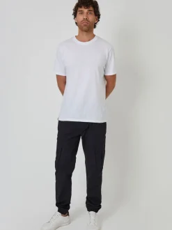 Threadbare Black Slim Fit Cuffed Cargo 100% Cotton Trousers