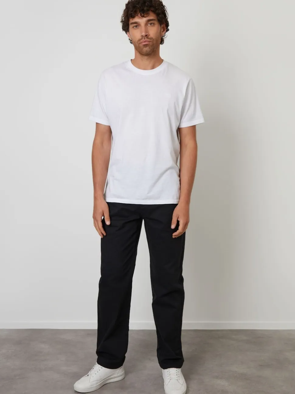 Threadbare Black Straight Leg Stretch Waist Chino Trousers