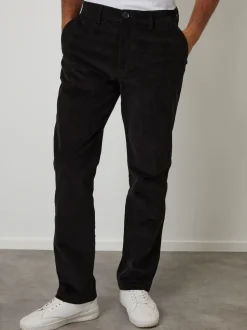 Threadbare Black Straight Leg Stretch Corduroy Trousers