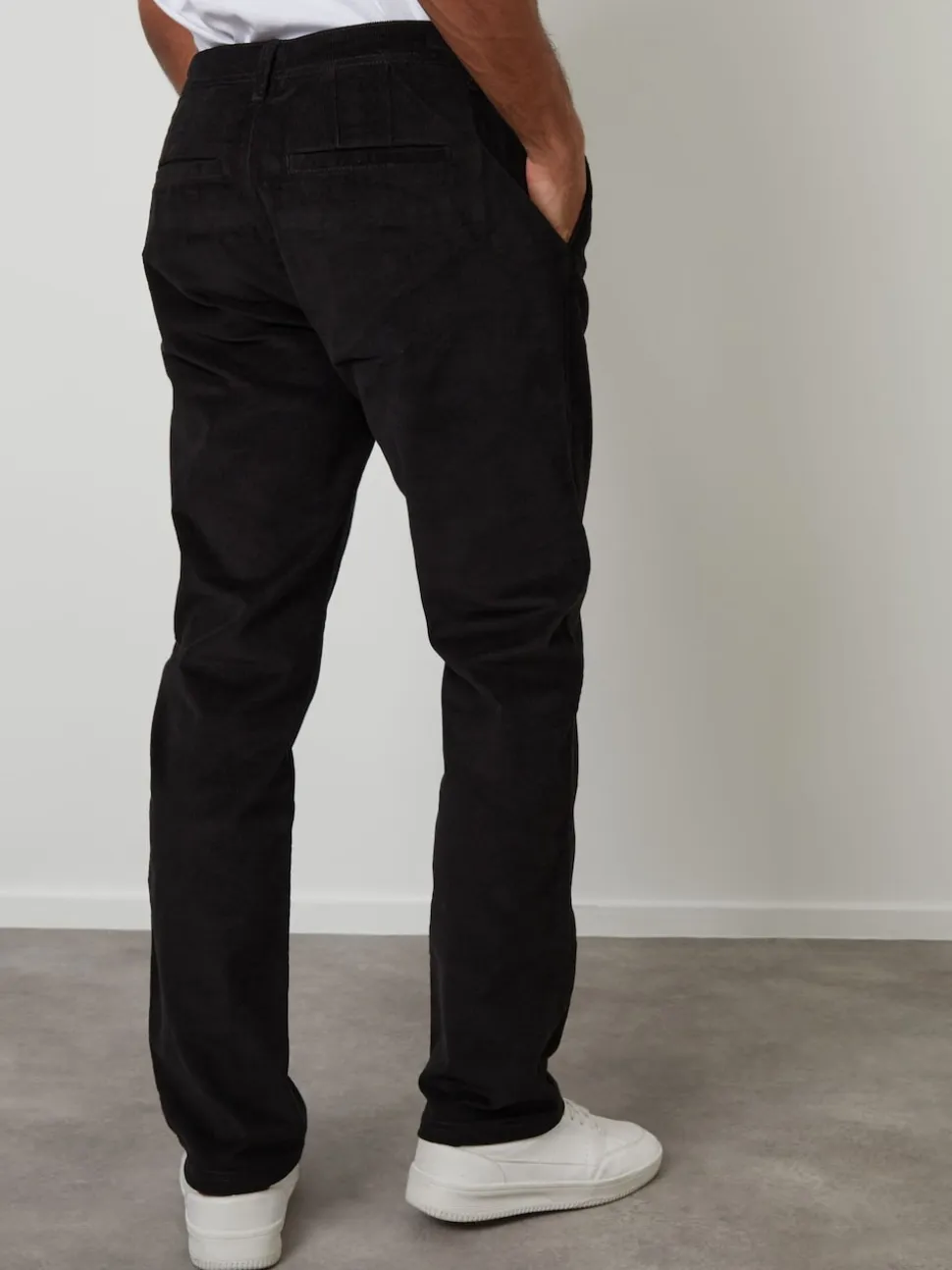 Threadbare Black Straight Leg Stretch Corduroy Trousers