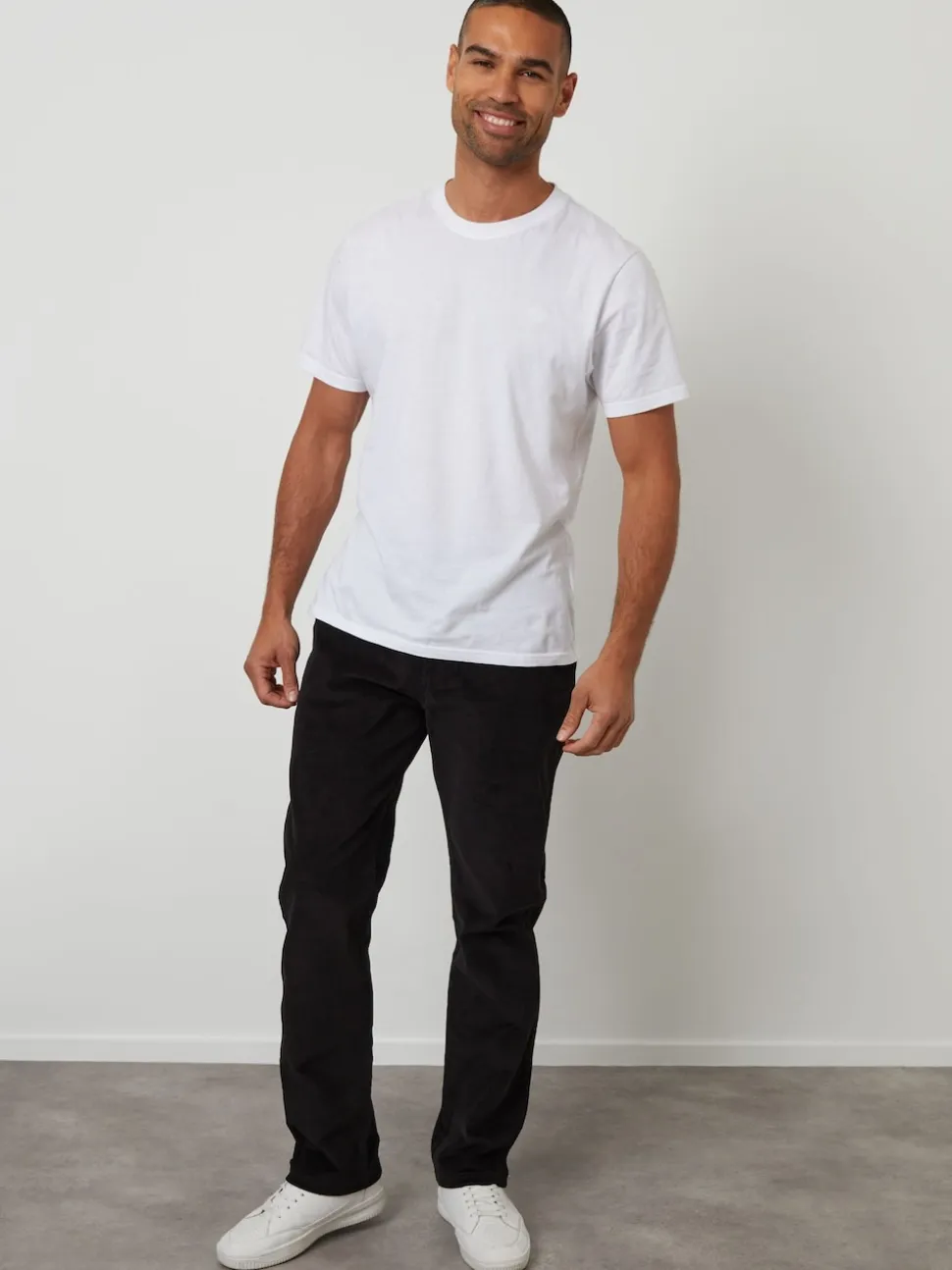 Threadbare Black Straight Leg Stretch Corduroy Trousers