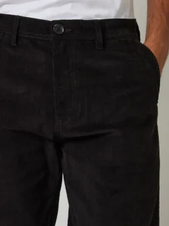 Threadbare Black Straight Leg Stretch Corduroy Trousers