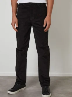 Threadbare Black Straight Leg 5 Pocket Stretch Corduroy Trousers