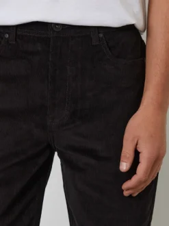 Threadbare Black Straight Leg 5 Pocket Stretch Corduroy Trousers