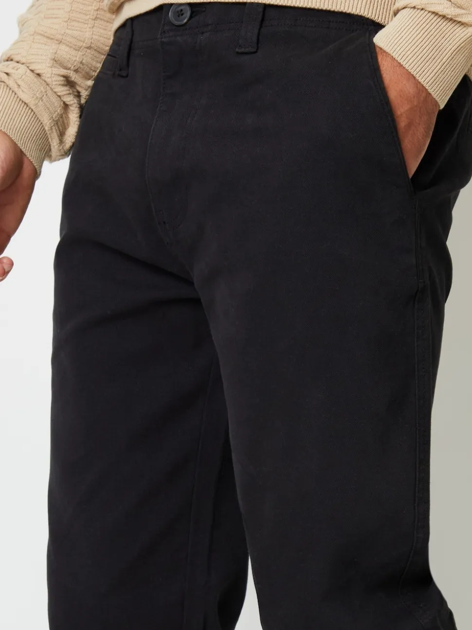 Threadbare Black Straight Leg Canvas Trousers With Stretch