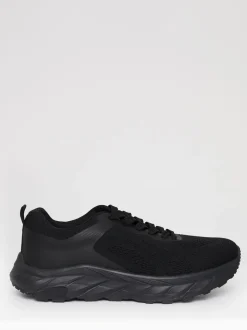 Threadbare Black Textured Slip On Trainers