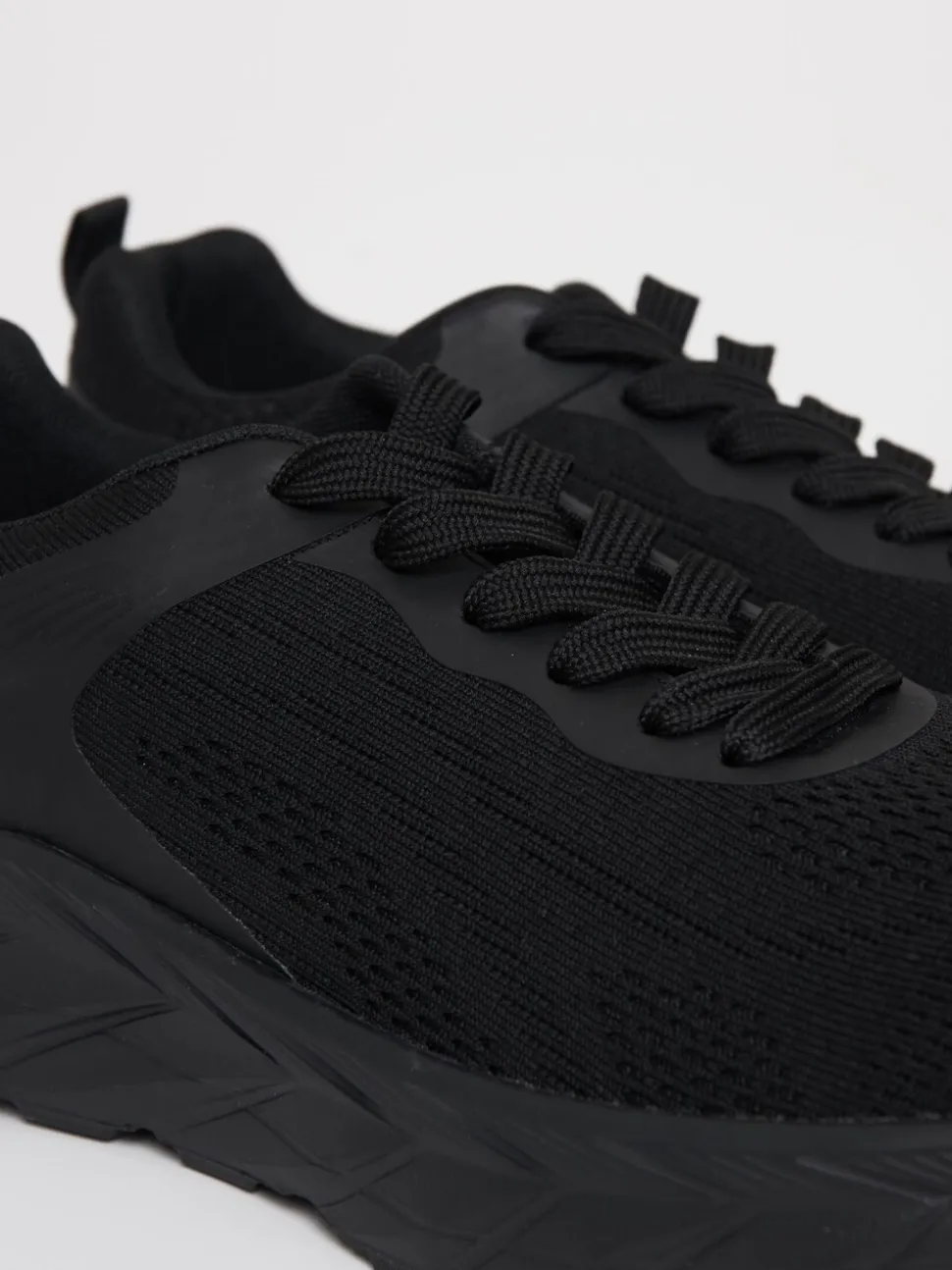 Threadbare Black Textured Slip On Trainers