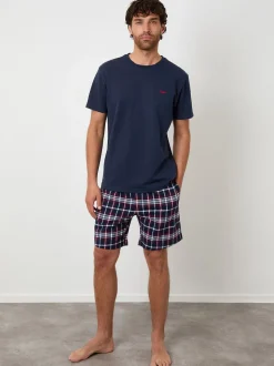 Threadbare Black Textured Check Shortie Pyjamas Set 2 Pack