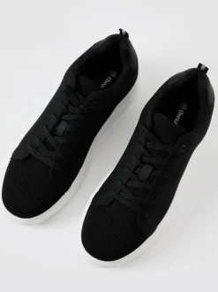 Threadbare Black Textured Trainers