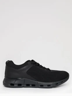 Threadbare Black Textured Slip On Trainers