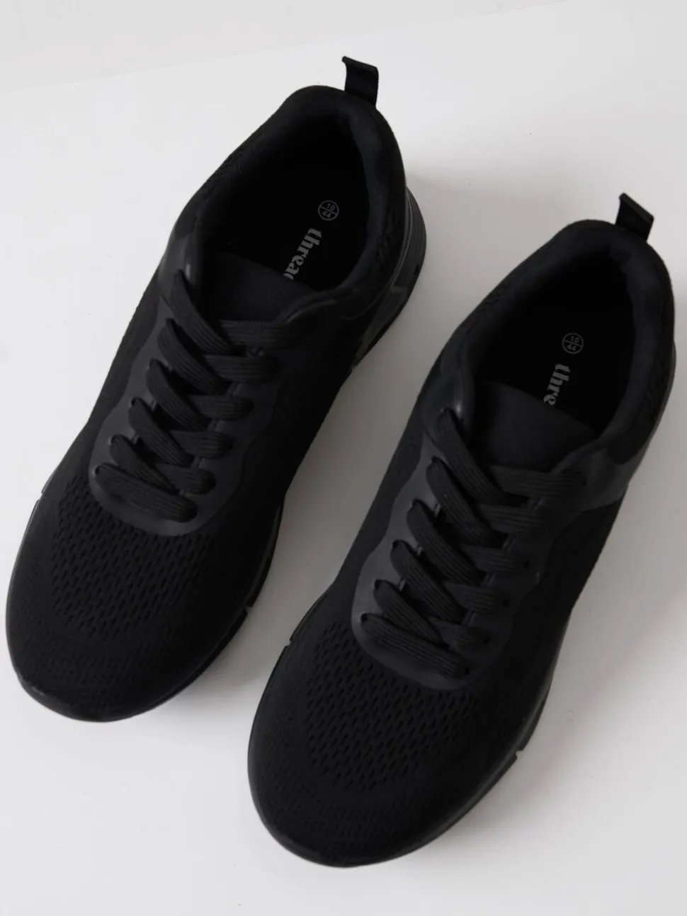 Threadbare Black Textured Slip On Trainers
