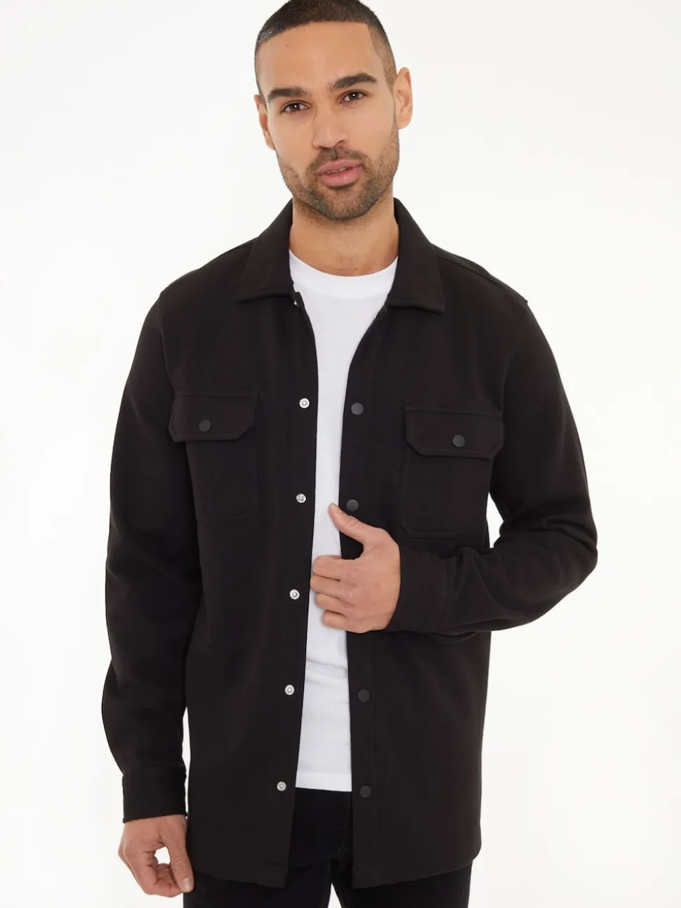 Threadbare Black Twill Button Up Shacket
