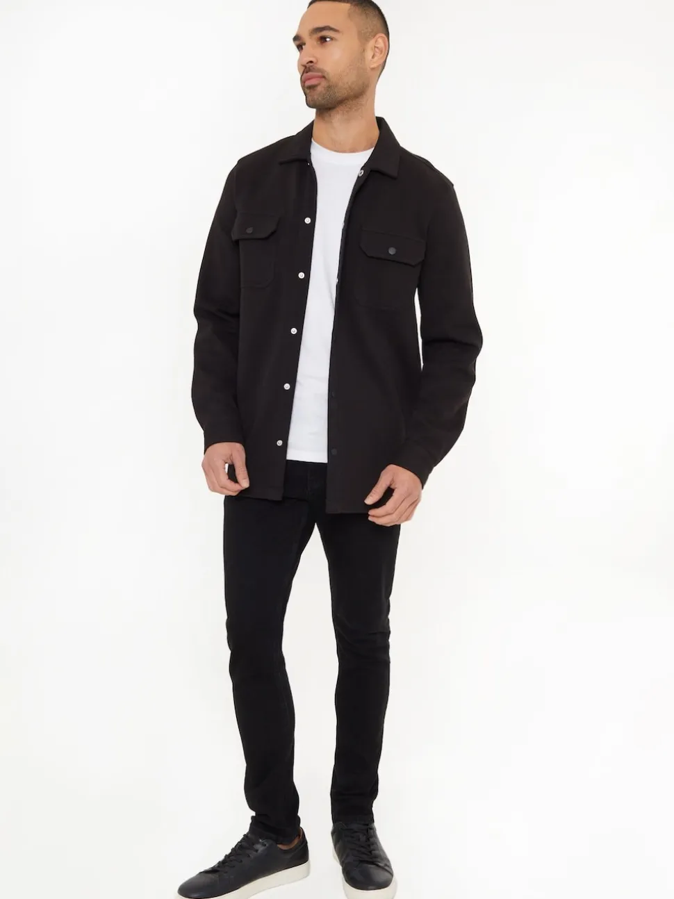Threadbare Black Twill Button Up Shacket