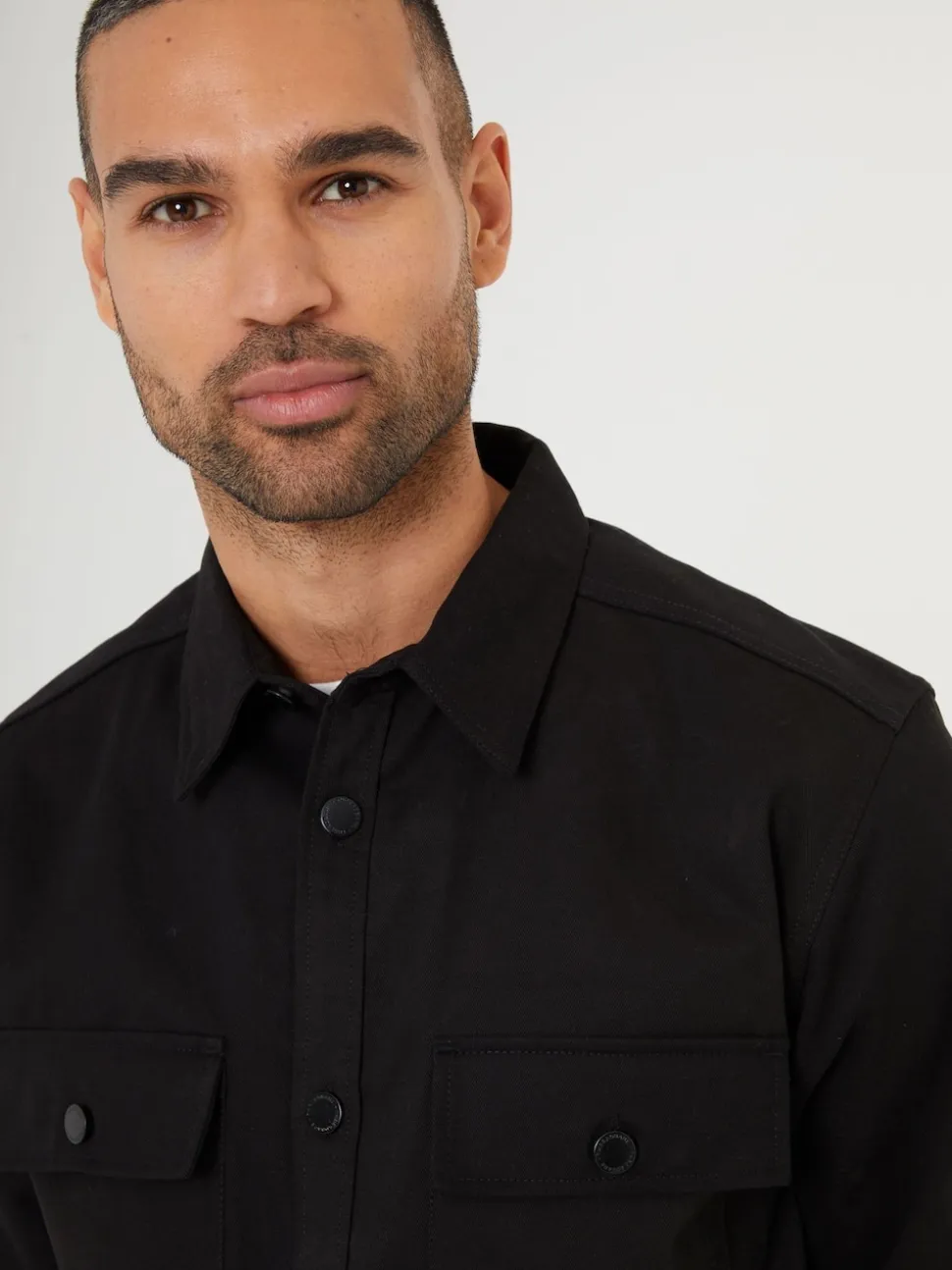 Threadbare Black Twill Button Up Shacket