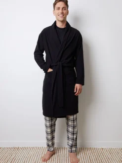 Threadbare Black Waffle Fleece Dressing Gown