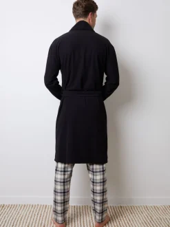 Threadbare Black Waffle Fleece Dressing Gown