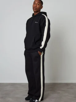 Threadbare Black Wide Leg Side Stripe Joggers