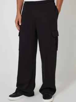 Threadbare Black Wide Leg Cargo Joggers