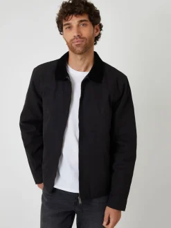 Threadbare Black Zip Through Lightweight Jacket With Quilting