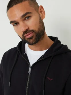 Threadbare Black Zip Through Hoodie