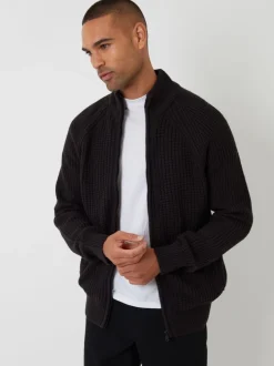 Threadbare Black Zip Up Cardigan with Microfleece Lining