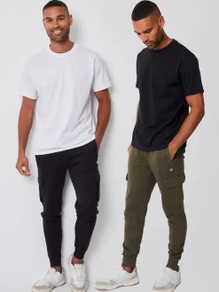 Threadbare Black/Khaki Cargo Style Joggers 2 Pack