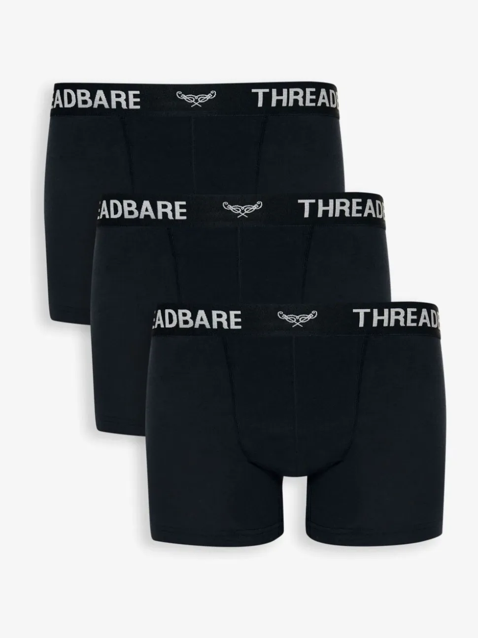 Threadbare Black/White Hipster Fit Boxer Shorts 3 Pack