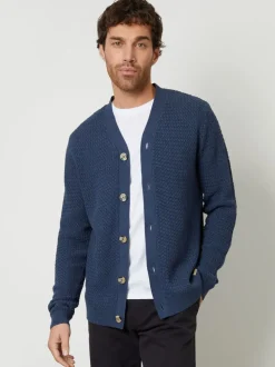 Threadbare Blue Basket Stitch Cardigan