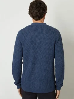 Threadbare Blue Basket Stitch Cardigan