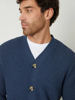 Threadbare Blue Basket Stitch Cardigan
