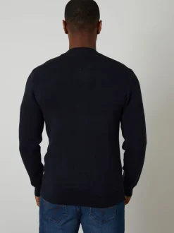 Threadbare Blue Bomber Style Knitted Zip Through Cardigan