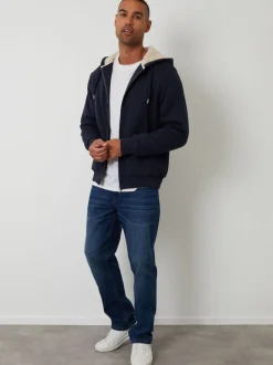 Threadbare Blue Borg Lined Zip-Through Hoodie