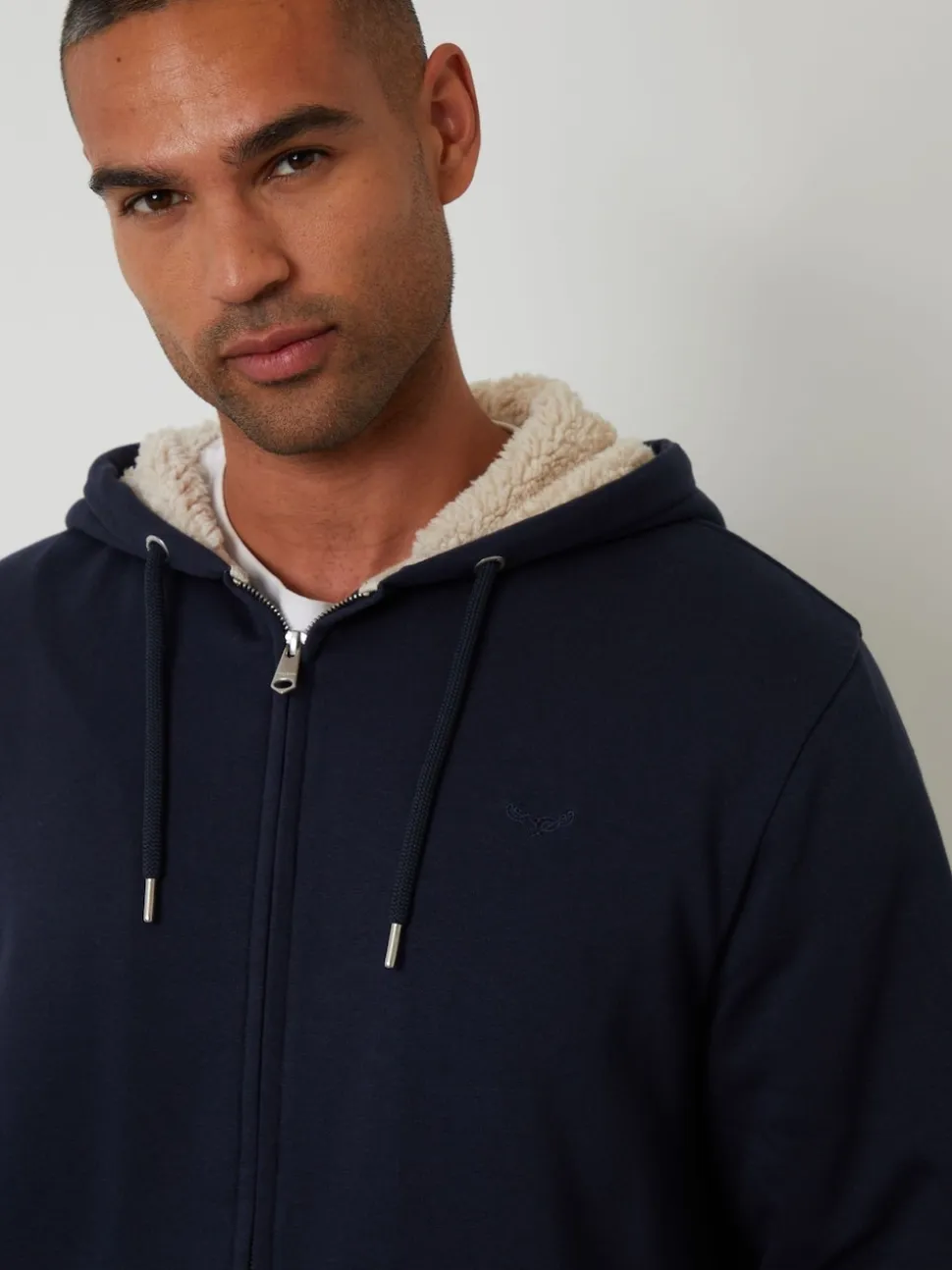 Threadbare Blue Borg Lined Zip-Through Hoodie