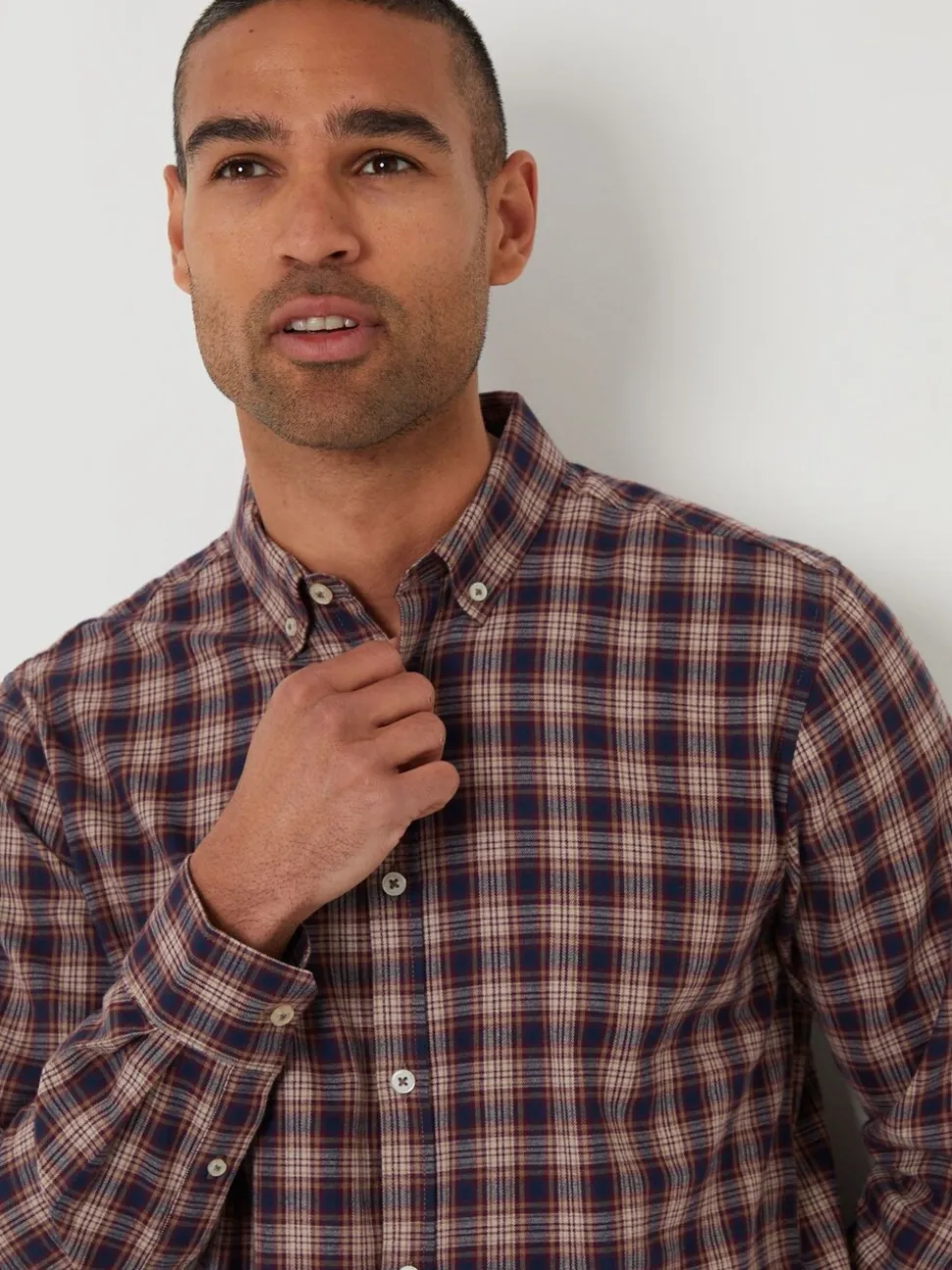 Threadbare Blue Brushed Flannel Check Long Sleeve Shirt