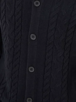 Threadbare Blue Cable Knit Detail V-Neck Cardigan