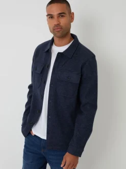 Threadbare Blue Faux Fur Wool Button Up Shacket