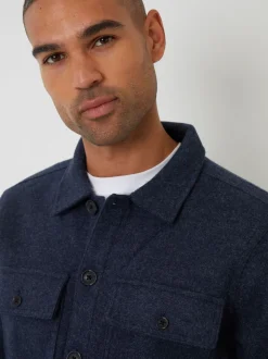 Threadbare Blue Faux Fur Wool Button Up Shacket