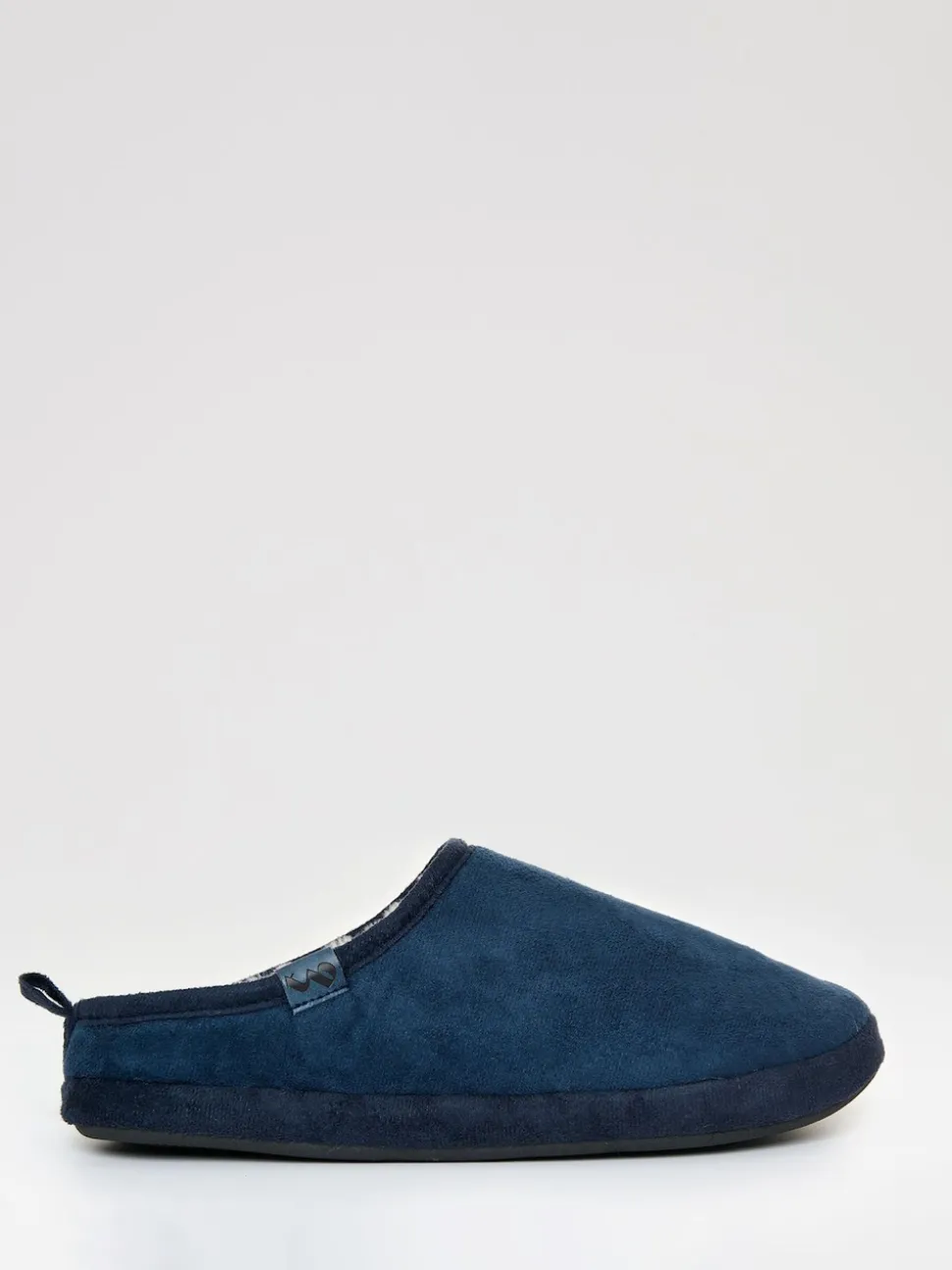 Threadbare Blue Faux Suede Faux Fur Lined Mule Slippers