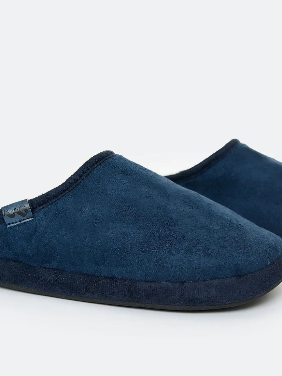 Threadbare Blue Faux Suede Faux Fur Lined Mule Slippers