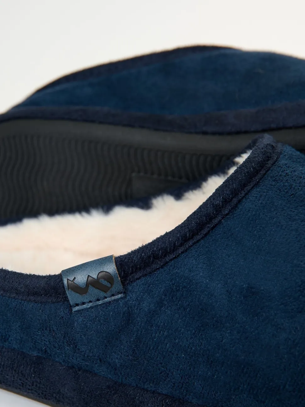 Threadbare Blue Faux Suede Faux Fur Lined Mule Slippers