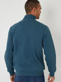 Threadbare Blue Funnel Quarter Zip Through Sweatshirt