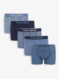 Threadbare Blue Hipster Fit Boxer Shorts (5 Pack)