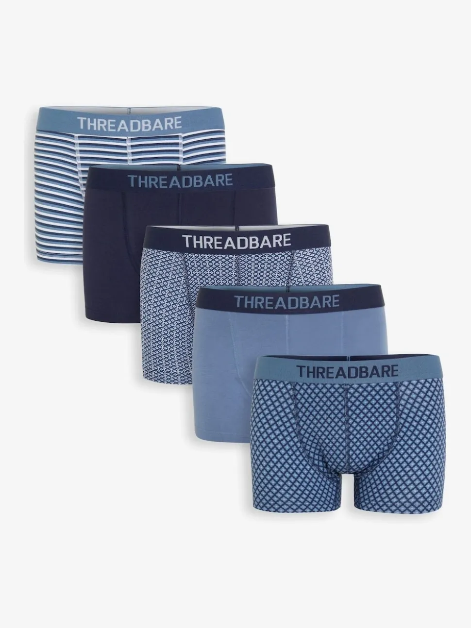 Threadbare Blue Hipster Fit Boxer Shorts (5 Pack)