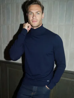 Threadbare Blue Knitted Roll Neck Jumper